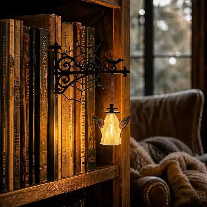 Mini Bookshelf Ghost Lamp