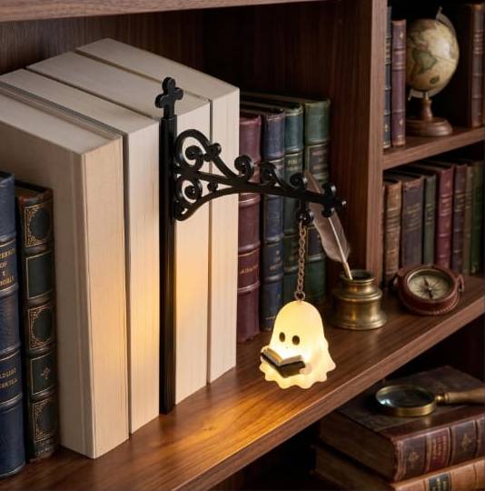 Mini Bookshelf Ghost Lamp