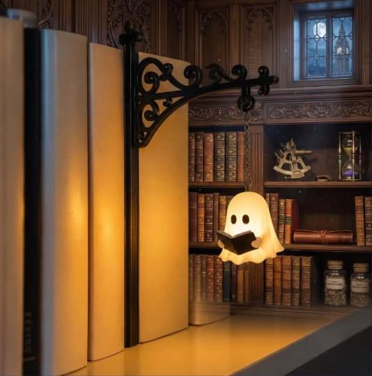 Mini Bookshelf Ghost Lamp