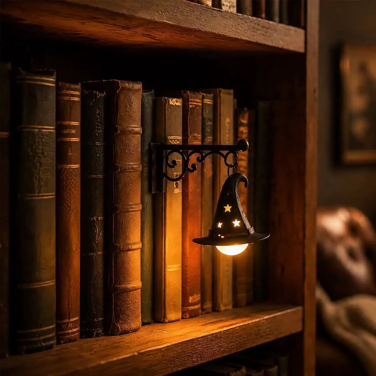 Mini Bookshelf Ghost Lamp