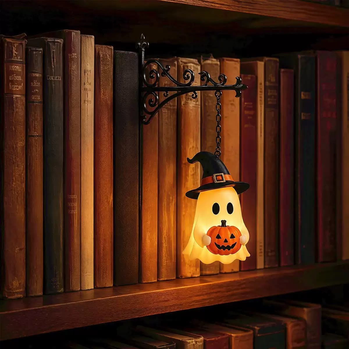 Mini Bookshelf Ghost Lamp